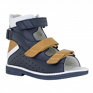 Сандали ортопедические Ортобум для мальчиков 71057-01 темно-синие с карамельным.